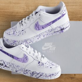 Custom Air Force 1 Purple- Lila Splatters violet sneakers