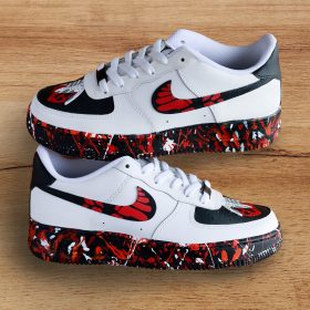 Air Force 1 'Butterfly Red' custom sneakers, red/orange splatters, unisex birthday gift