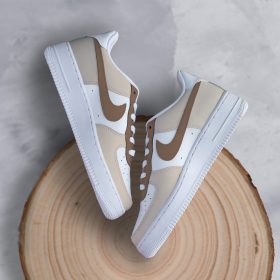 Air Force 1 Cappuchino Beige Custom sneakers, earthtones, fashion 2024, gift for her