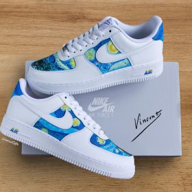 Air Force 1 'Starry Night' custom sneakers, unisex gift hand-painted, Vincent van Gogh painting starry sky